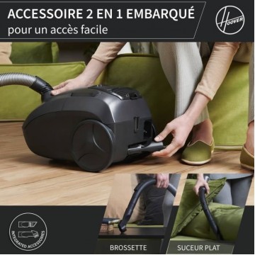 Hoover HE120PET 011 Ηλεκτρική Σκούπα 700W με Σακούλα 2.5lt Iron Grey